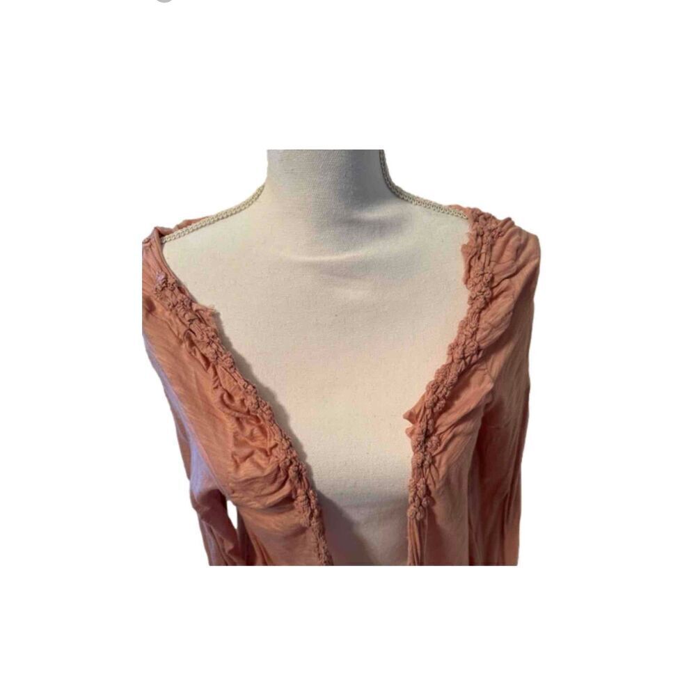Free People Dust Rose Pink Lightweight Ruffled Long Sleeve Cardigan Shrug SM - Picture 6 of 9